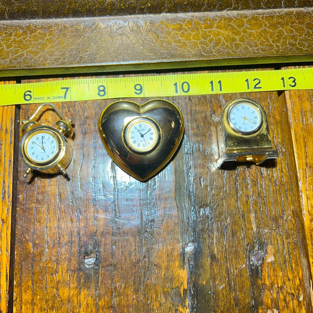 3 Collectable Brass Clocks- miniature